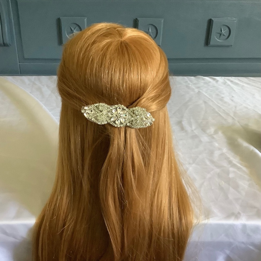Large Rhinestone appliqué alligator clip